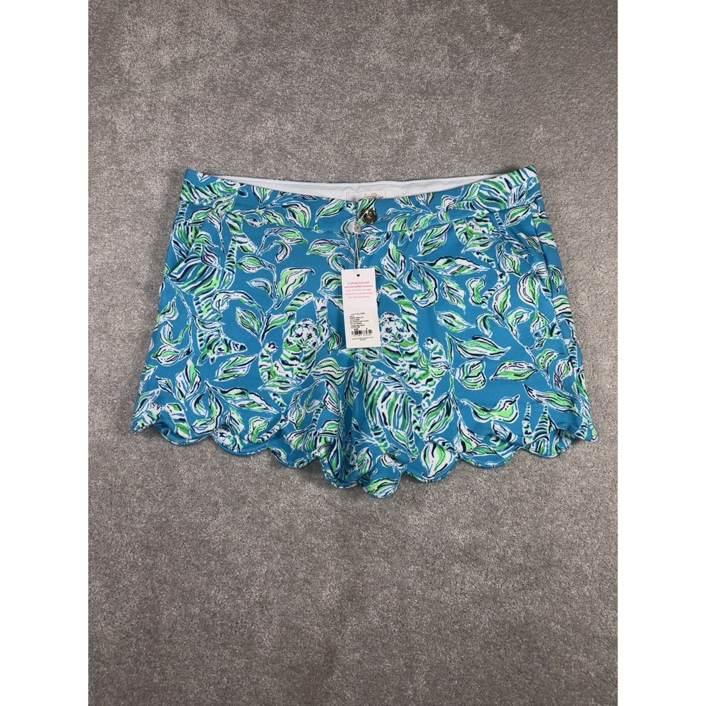 lilly pulitzer buttercup knit shorts turquiose oasis outta line 8 Scalloped